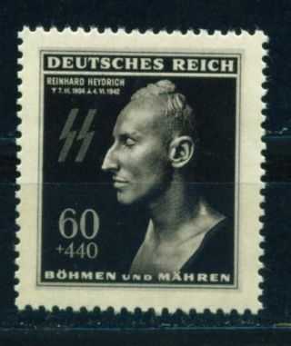 Germany Ww2 Reinhard Heydrich Death Mask Stamp 1944 Mnh