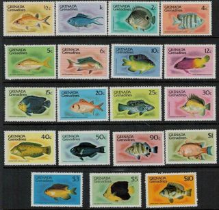 Grenada Grenadines 1980 Marine Life Fish Set Of 19v Mnh