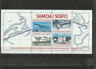 Samoa - Sgms487 Mnh 1977 50th Anniv Lindberghs Transatlantic Flight
