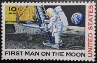 1st Man On The Moon Nasa Apollo 11 Astronaut 1969 Stamp,  50th Anniversary Gift