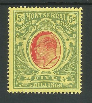 Montserrat Sg47 The 1909 Evii 5/ - Red & Green/yellow Fine Cat £65