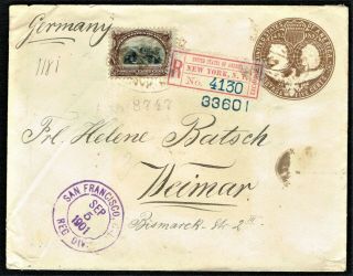 [/:60] 1901 Entire,  298 Registered Letter From San Francisco To Weimar Germany
