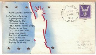 Aug 10 1942 Patriotic Cover,  Our Armed Forces,  Mae Weigand Hand - Painted
