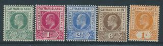 Sg 8/12 Cayman Islands 1905.  ½d To 11/ - Set Of 5 Values.  Fine Mounted