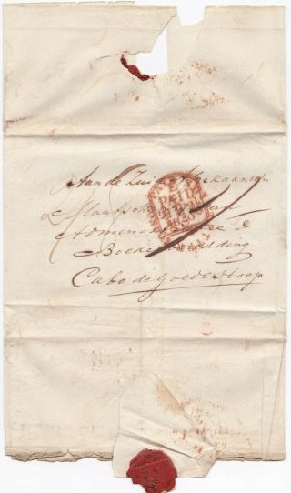 1840 Red Paid Ship Letter London On Wrapper 2/8d Postage To Cape Of Good Hope