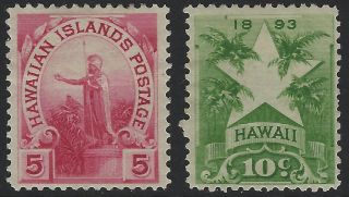 Us Stamps - Hawaii Sc 76 & 77 - Hinged - Dist.  Gum  (j - 809)
