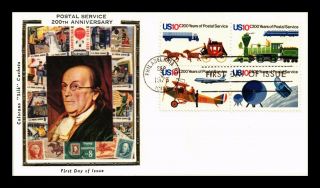 Dr Jim Stamps Us Postal Service Bicentennial Colorano Silk Fdc Cover Block Of 4