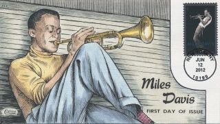 4693 Miles Davis Jazz Trumpet Player Hand Painted Fred Collins Cachet First Day