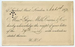 1872 Sloper ½d postal card Sloper “arrow” punched trial cancellation to Selkirk 2