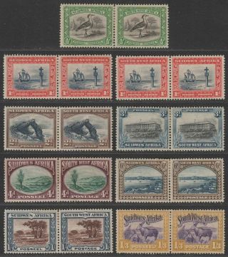 South West Africa 1931 King George V Pairs Set To 10sh Sg74 - 84 Toned Gum