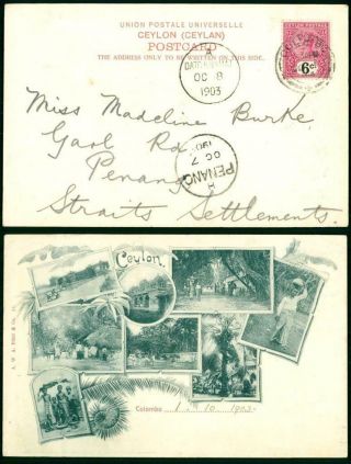 1903 Ceylon - Postcard Colombo Views Penang Malaya Dato Kramat Straits (95)