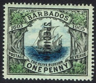 Barbados 1906 300th Anniversary Ship 1d Specimen