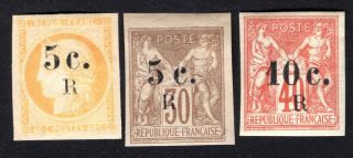 Reunion 1885 Group Of 3 Stamps Mi 5 - 6,  8 Mh Cv=68€