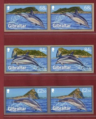 Gibraltar 1455 - 57,  Imperf Proofs,  Pair,  Dolphins