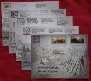 150th Anniversary The Civil War Set: 1861,  1862,  1863,  1864,  1865 Forever Stamps