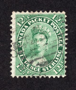 Canada 18 12 1/2 Cent Yellow Green Queen Victoria First Cents Issue