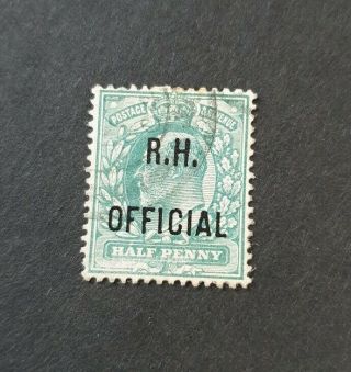 Gb King Edward Vii Sg O91 1/2d Blue Green R.  H Offical Fine