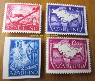Ebs Germany 1943 Propaganda Stamps " India " Azad Hind Freies Indien Mnh