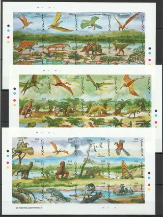N113 Imperforate Guyana Fauna Reptiles Dinosaurs 3sh (36st) Mnh