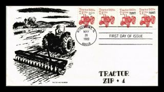 Dr Jim Stamps Us Tractor Transportation Coil Combo Zip Plus 4 Fdc Cover