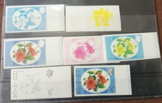 Dominica Flowers Stamps Progressive Proof/ Color Trial.  Umm.