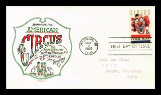 Dr Jim Stamps Us American Circus Clown Art O Pages Fdc Cover Delavan Wisconsin