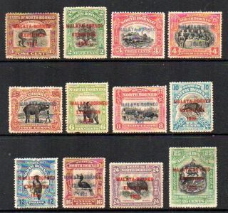 North Borneo: 1922 Malaya - Borneo Vals (12) Ex Sg 253 - 74