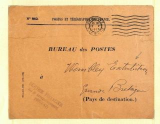 France Cover 1925 Gb Wembley Exhibition Official Mail Bureau Des Postes Ap521