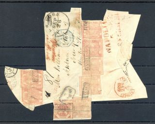 Italy - Naples 1859 - - 8 Stamps On Cover Part To Ny - - Faults