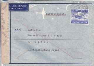 1943,  Den Haag,  Germany To German Feldpost L - 04509,  Air Letter Sheet (c3081)
