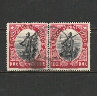 Belgian Congo 1942 One Hundred / 100 Francs Stamps In A Pair
