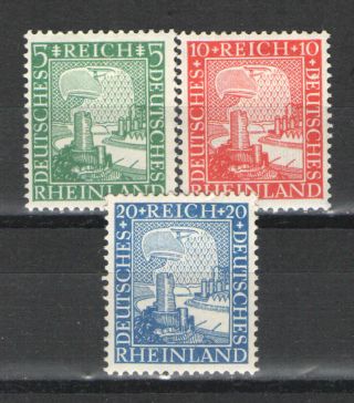 Germany Wiemar Era 1925 Sc 347 - 349 Mhr Vg/f Rhineland Set