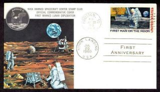 C76 10¢ First Man On The Moon Air Mail July 20 1969,  Nasa Stamp Club Cachet