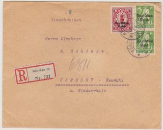 Germany Dr 1920 (12.  6. ) Reg.  Cover MÜnchen 2 Nd.  Rate To Hamborn - NeumÜhl