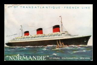Dr Jim Stamps French Line Transatlantic Ship Normandie France Postcard