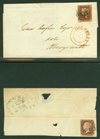Queen Victoria 1841 1d Reds.  3 On Covers & 1 On Small Piece.  Cancelled With.