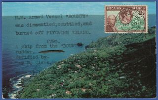 W846 - Pitcairn Islands Unusual Ppc With " Chip From The Bounty " Affixed