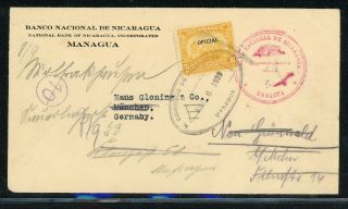Nicaragua Postal History: Lot 93 1929 Official Managua - Germany (forwarded) $$