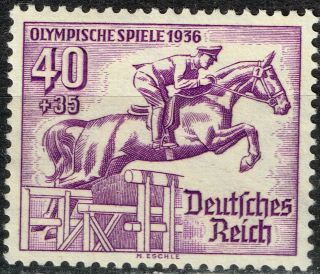 Germany Third Reich Berlin Summer Olympic Games Stamp 1936 Equestrian Mlh