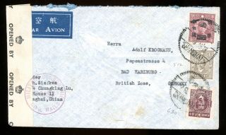 1946 Censored China Air Mail Cover Multi - Frank To Germany British Zone