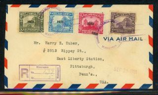 Nicaragua Postal History: Lot 84 1931 Reg Multifranked,  Dbl Ovpt To Pittsburgh