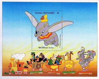 Walt Disney / Dumbo Fr.  Grenada - Gren.  S/s Mnh Circus,  Clowns,  Elephants Train