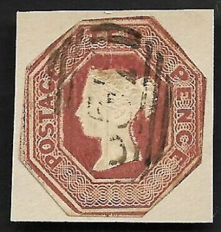 Gb 1848 Qv Sg57 10d Brown Embossed Cut To Shape On Piece Good Cv £1500,