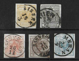 Austria 1850 - 1854 Complete Set Of 5 Stamps Ii Michel 1 - 5 Cv €220 Vf