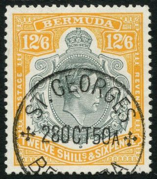 Bermuda Sg 120e 1950 12s6d Grey & Pale Orange Very Fine Cds Cat £85.  00