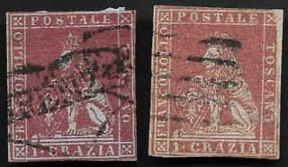 Tuscany (italy) 1851 1 Crazie Red × 2 Fine Cv £500,