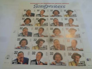 Songwriters,  Legends Of American Music Series,  20 32 Cent Stamps,  4 Different