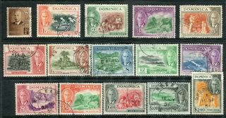 Dominica 1951 Kgvi.  Complete Set Of 15.  Sg 120 - 134.