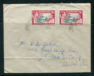 Pitcairn Island 1952 11/2d X 2 Commercial Cover To Usa From Tom Christian.