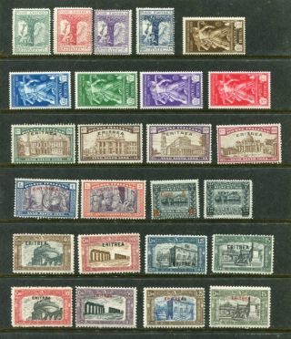 Eritrea Italian Colonies 1916 - 30 Mnh Lot 6 Sets 25 Stamps Cat Euro 365